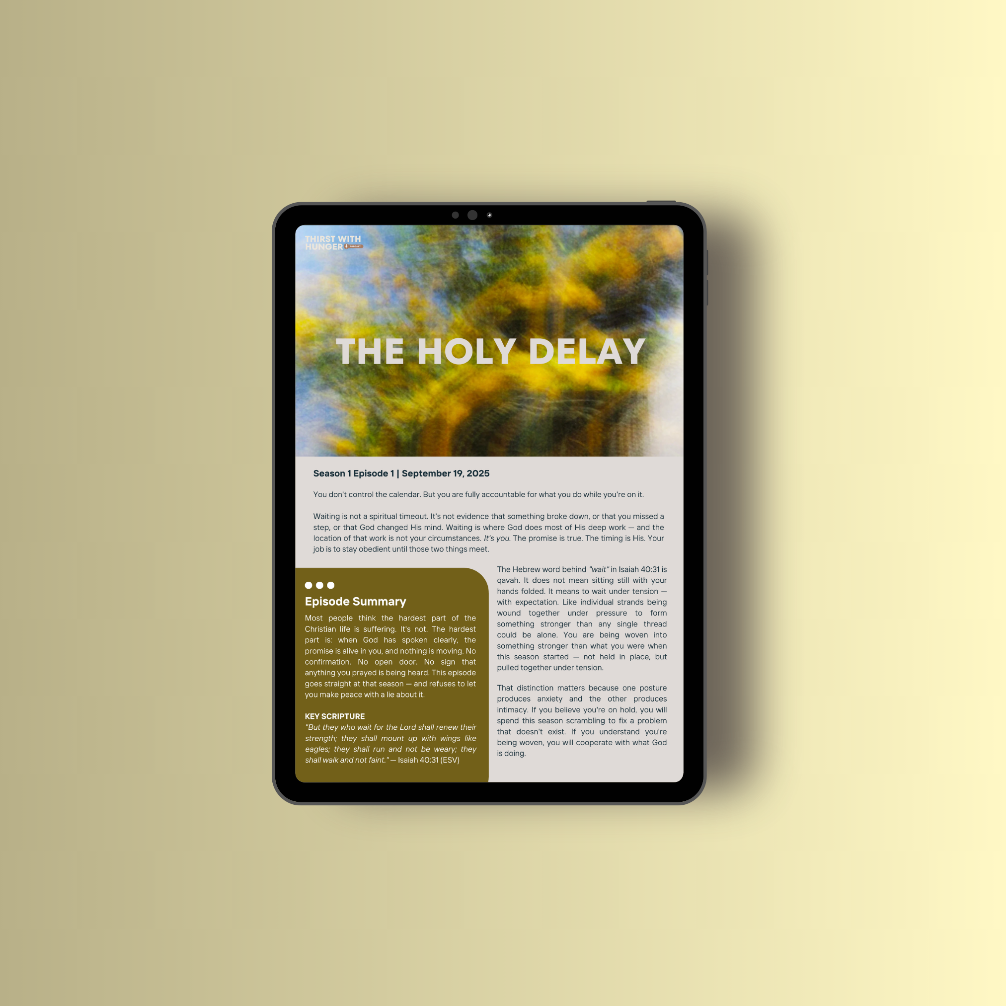 TWH Pod Ep 1 Study Guide: The Holy Delay